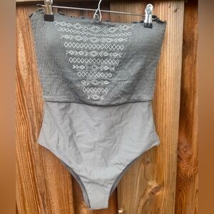 NWT Aerie Gray Swimwear with Elastic Detail